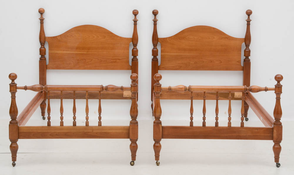 Pair of Kindel Twin Maple Beds