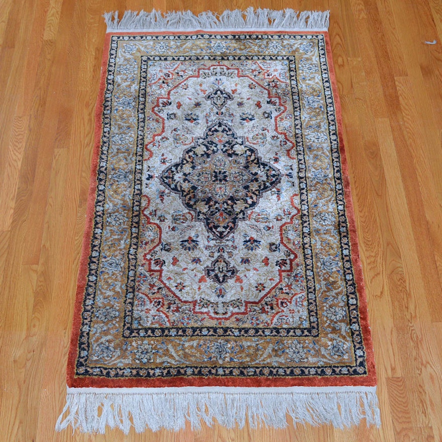 Hand Knotted Persian-Inspired Silk Area Rug