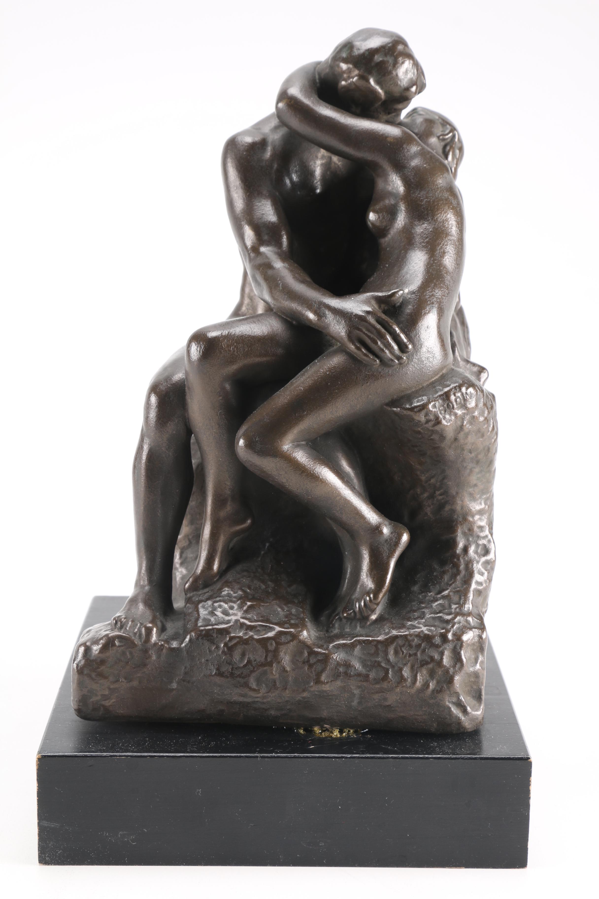 Alva Studios Bronze Tone Sculpture After Auguste Rodin's "The Kiss"