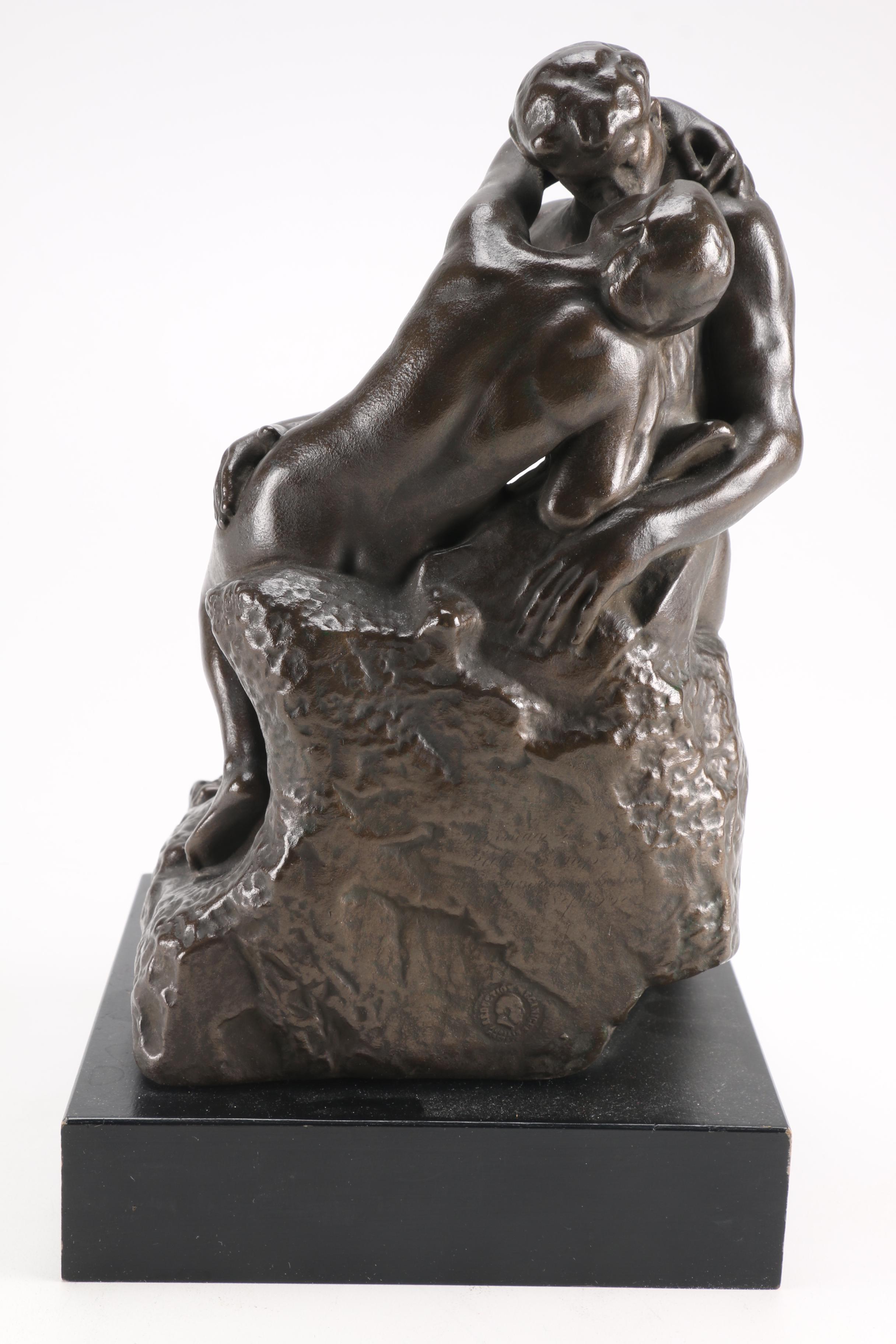 Alva Studios Bronze Tone Sculpture After Auguste Rodin's "The Kiss"