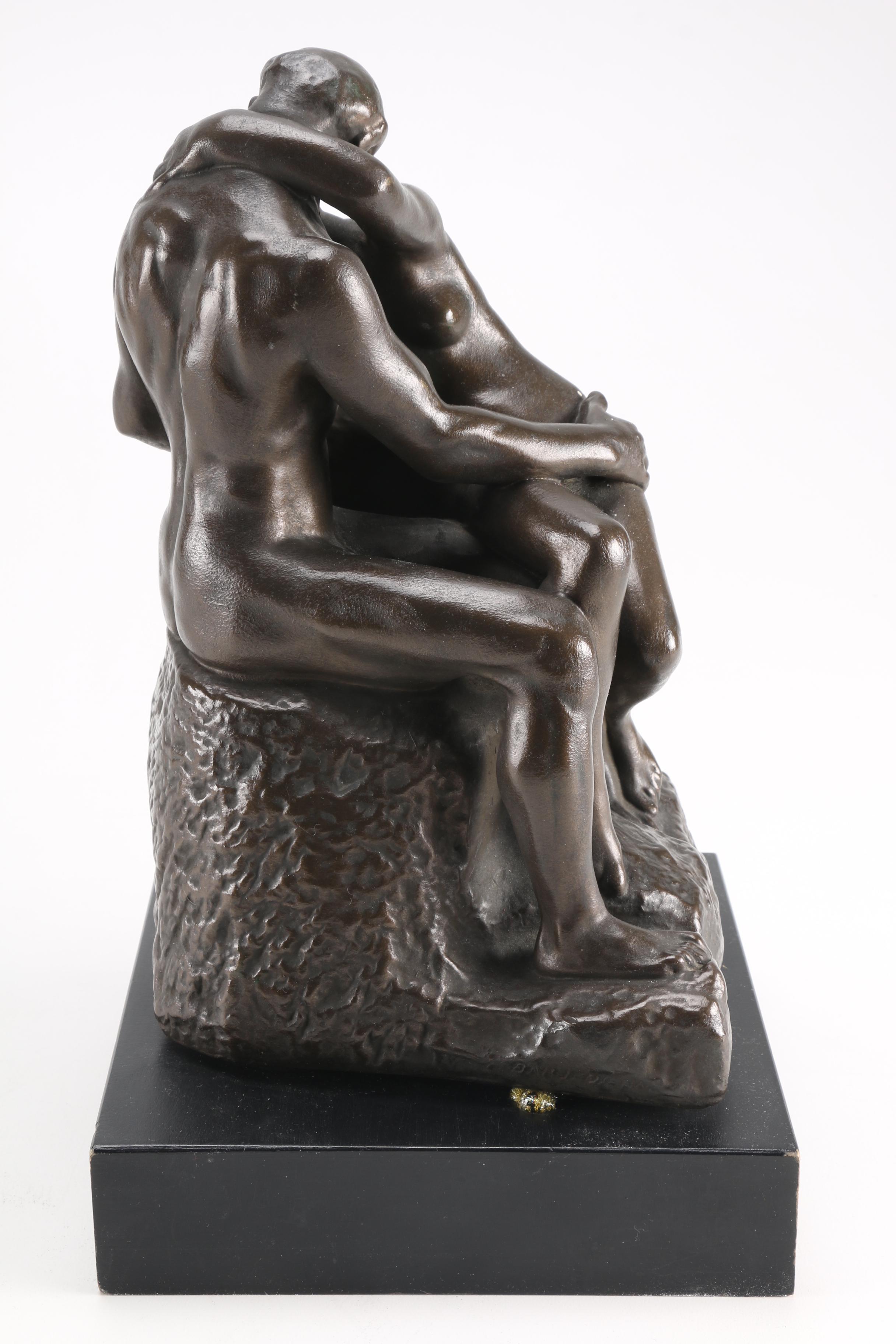 Alva Studios Bronze Tone Sculpture After Auguste Rodin's "The Kiss"