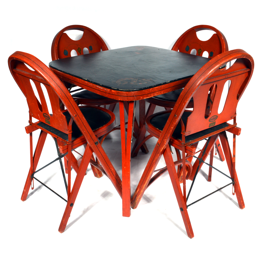 Louis Rastetter & Sons "Solid Komfort" Folding Table and Chairs