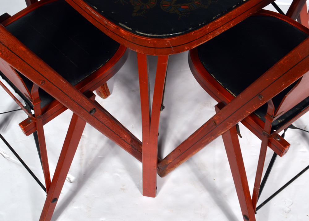 Louis Rastetter & Sons "Solid Komfort" Folding Table and Chairs