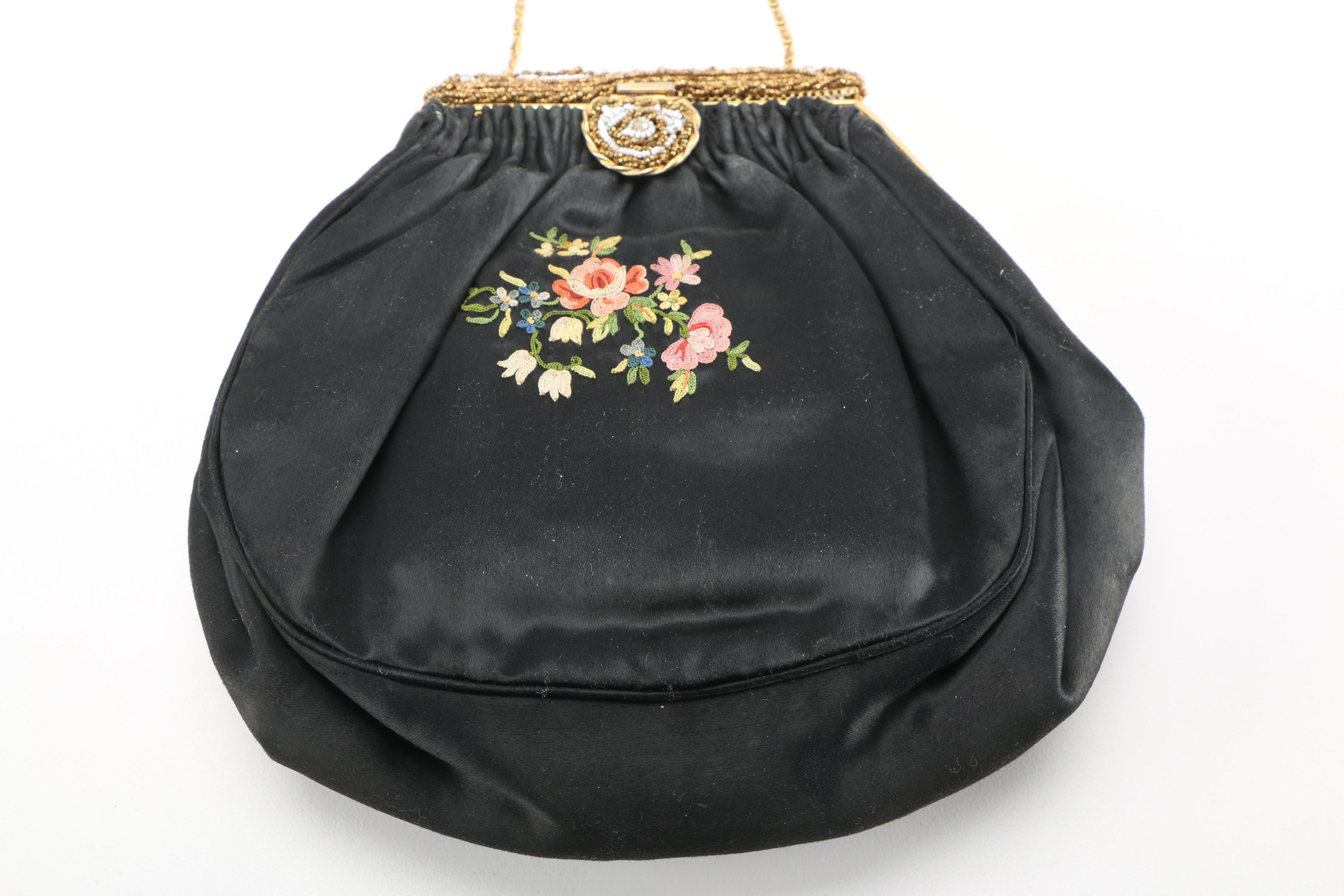 Three Vintage and Contemporary Purses With Floral Designs