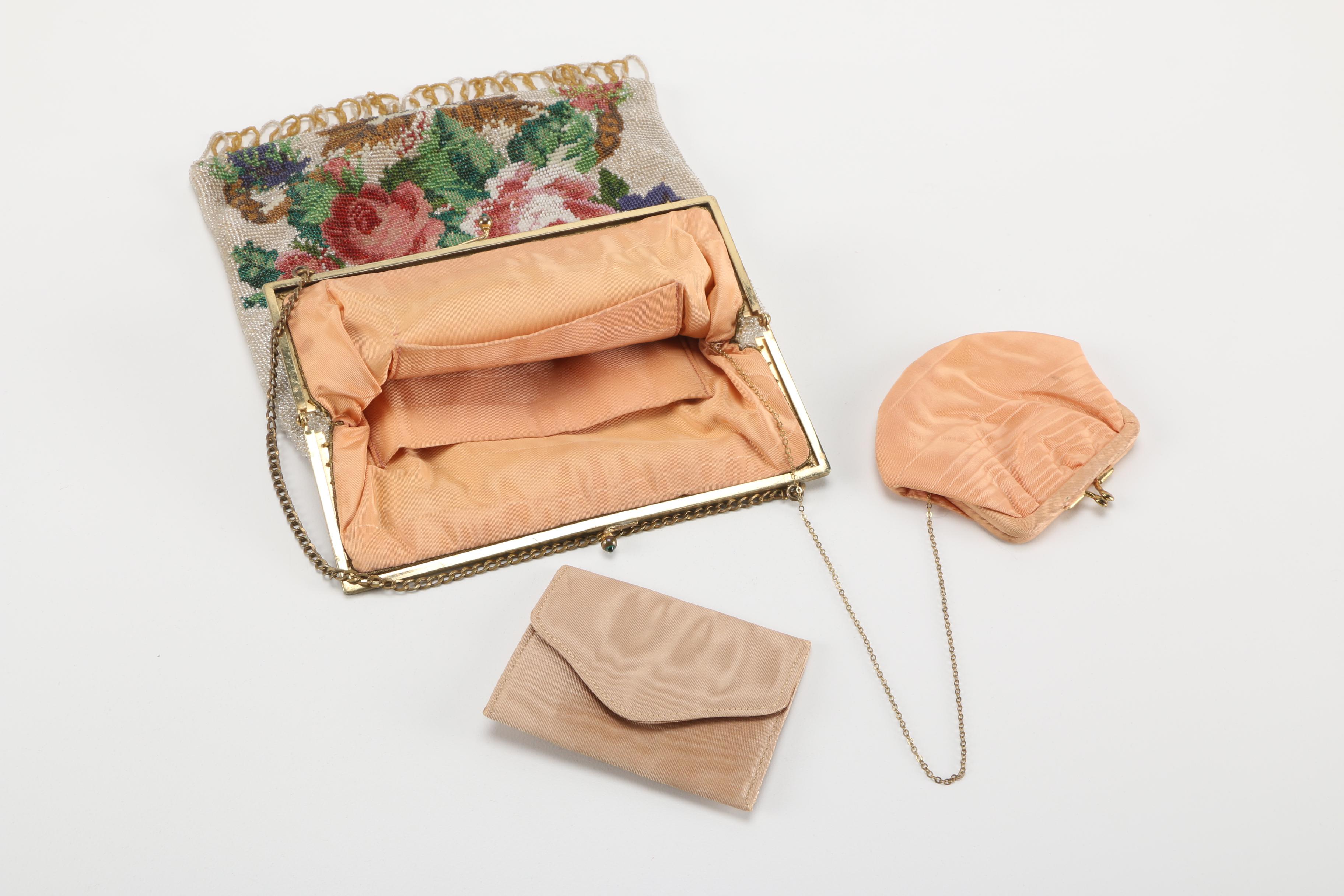 Three Vintage and Contemporary Purses With Floral Designs