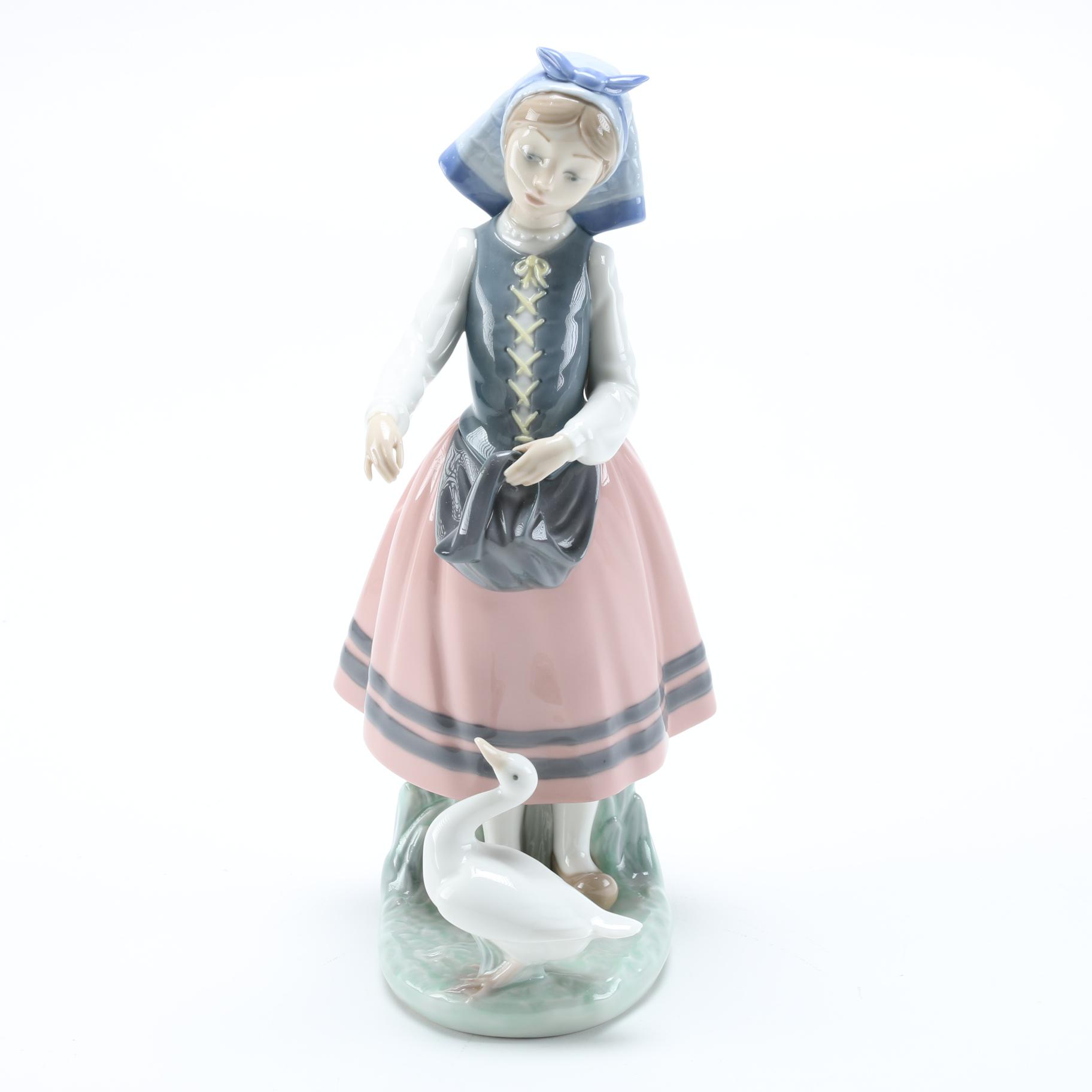 Lladró "Josefa Feeding Duck" Figurine