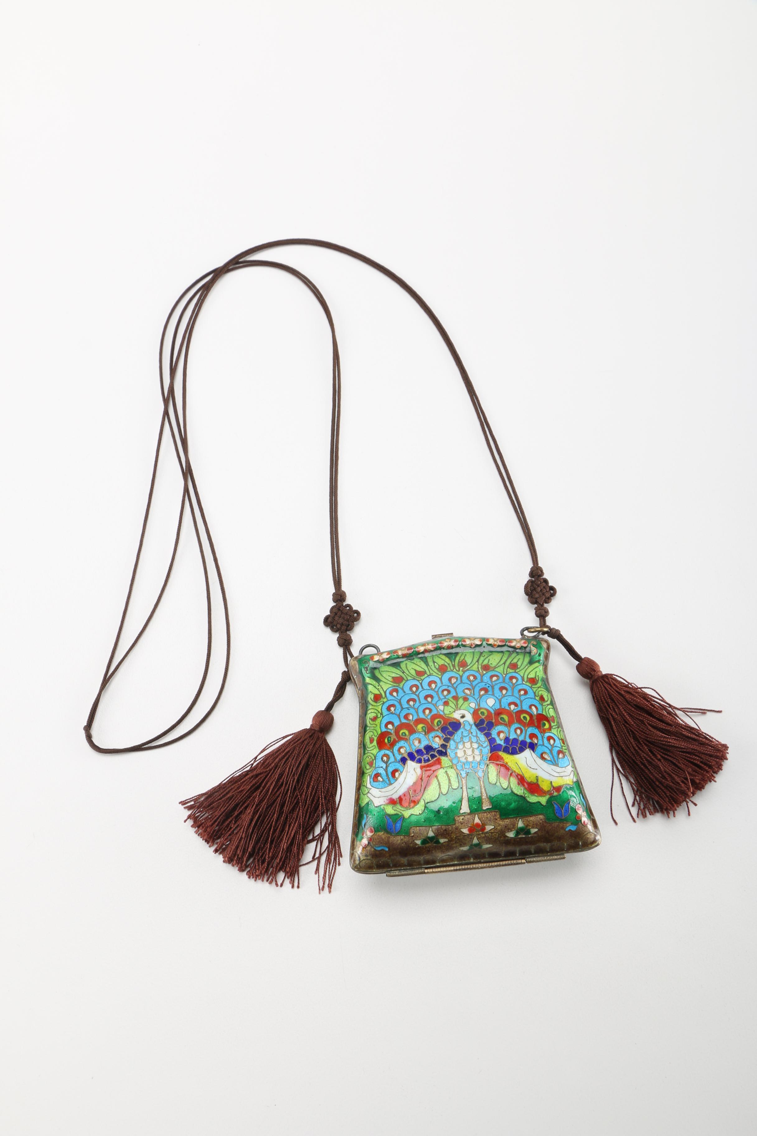 Fashion Accessories Enameled Peacock Purse and Miser Purses