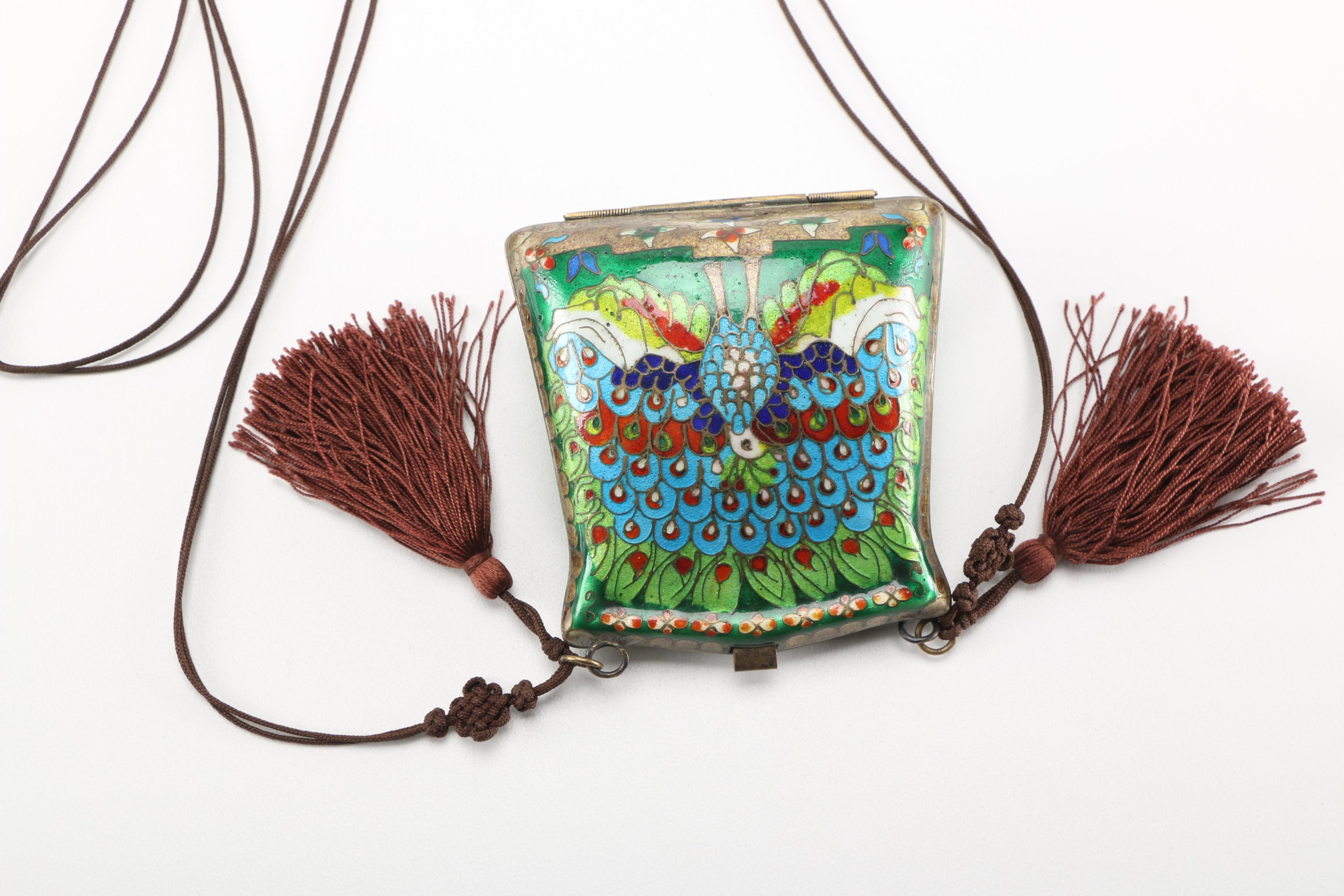 Fashion Accessories Enameled Peacock Purse and Miser Purses