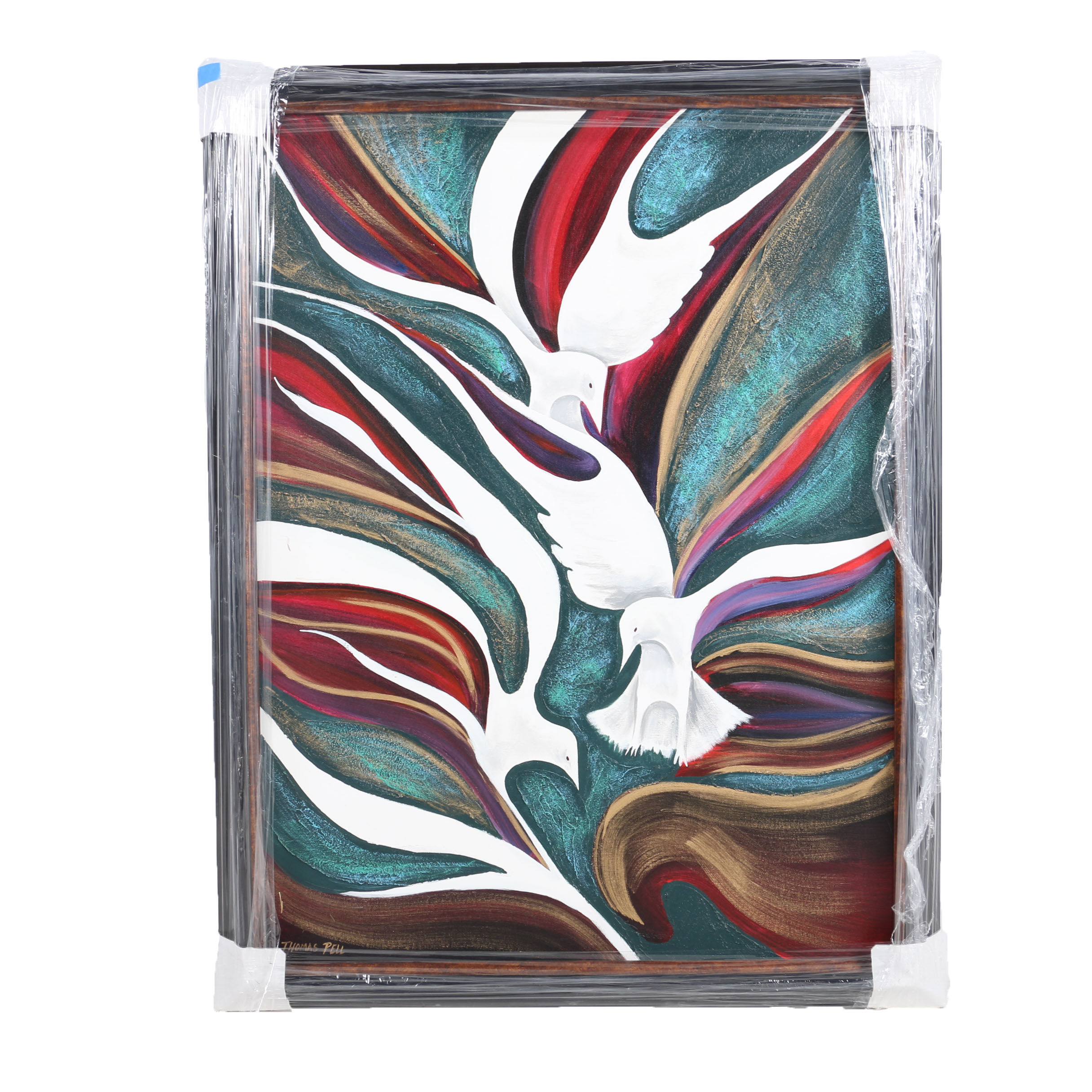 Thomas Pell Oil Painting on Canvas of Doves