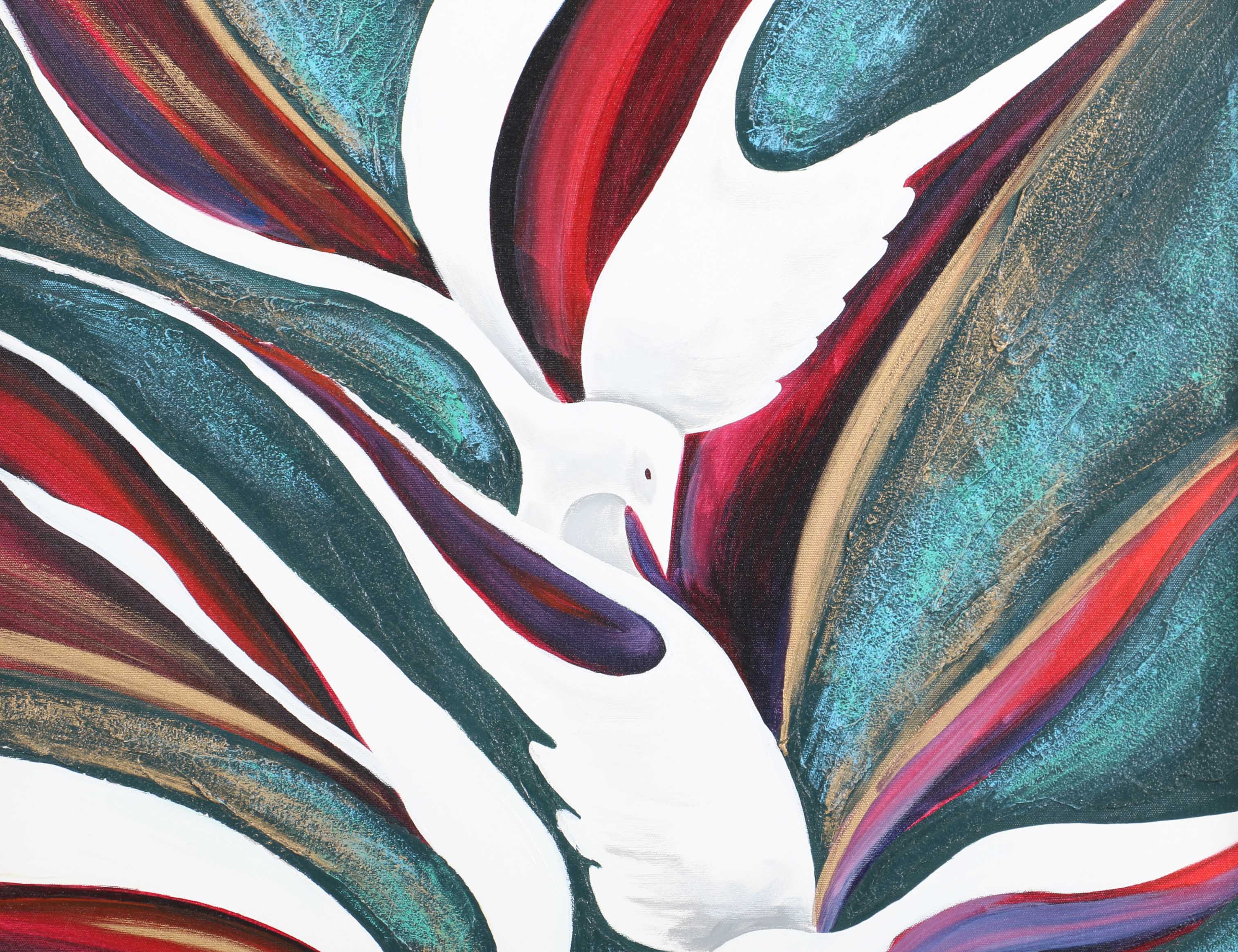 Thomas Pell Oil Painting on Canvas of Doves