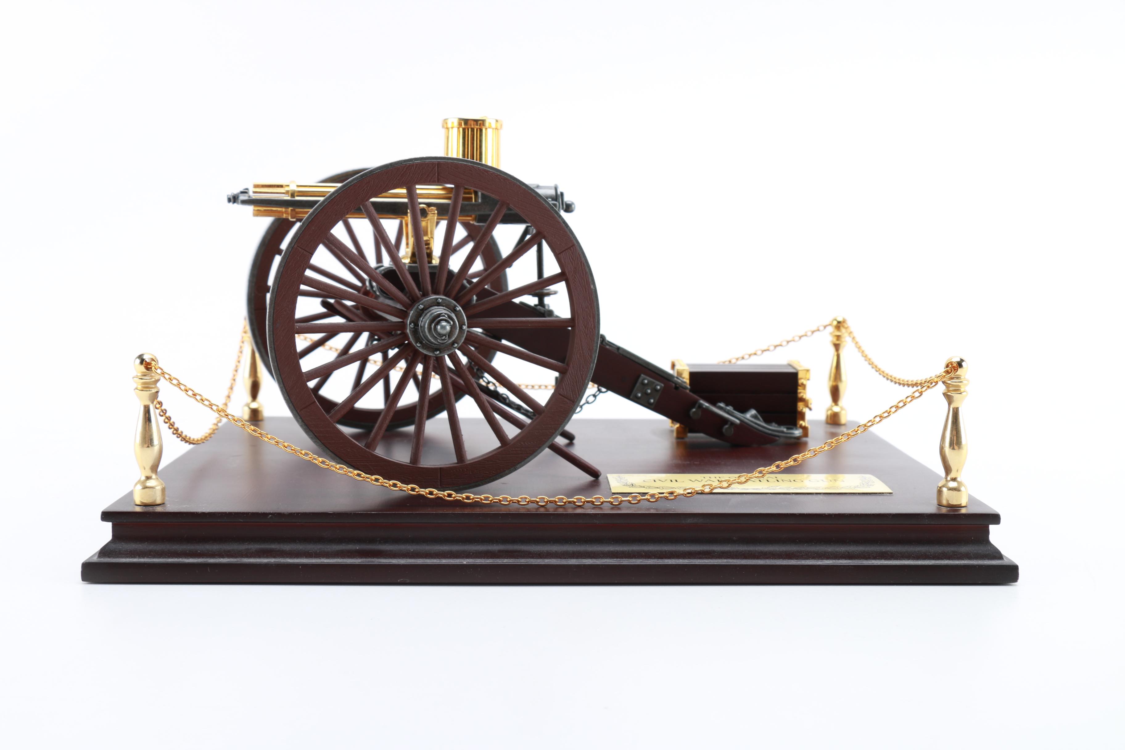Miniature 24K Plated Civil War Gatling Gun Die-Cast Model
