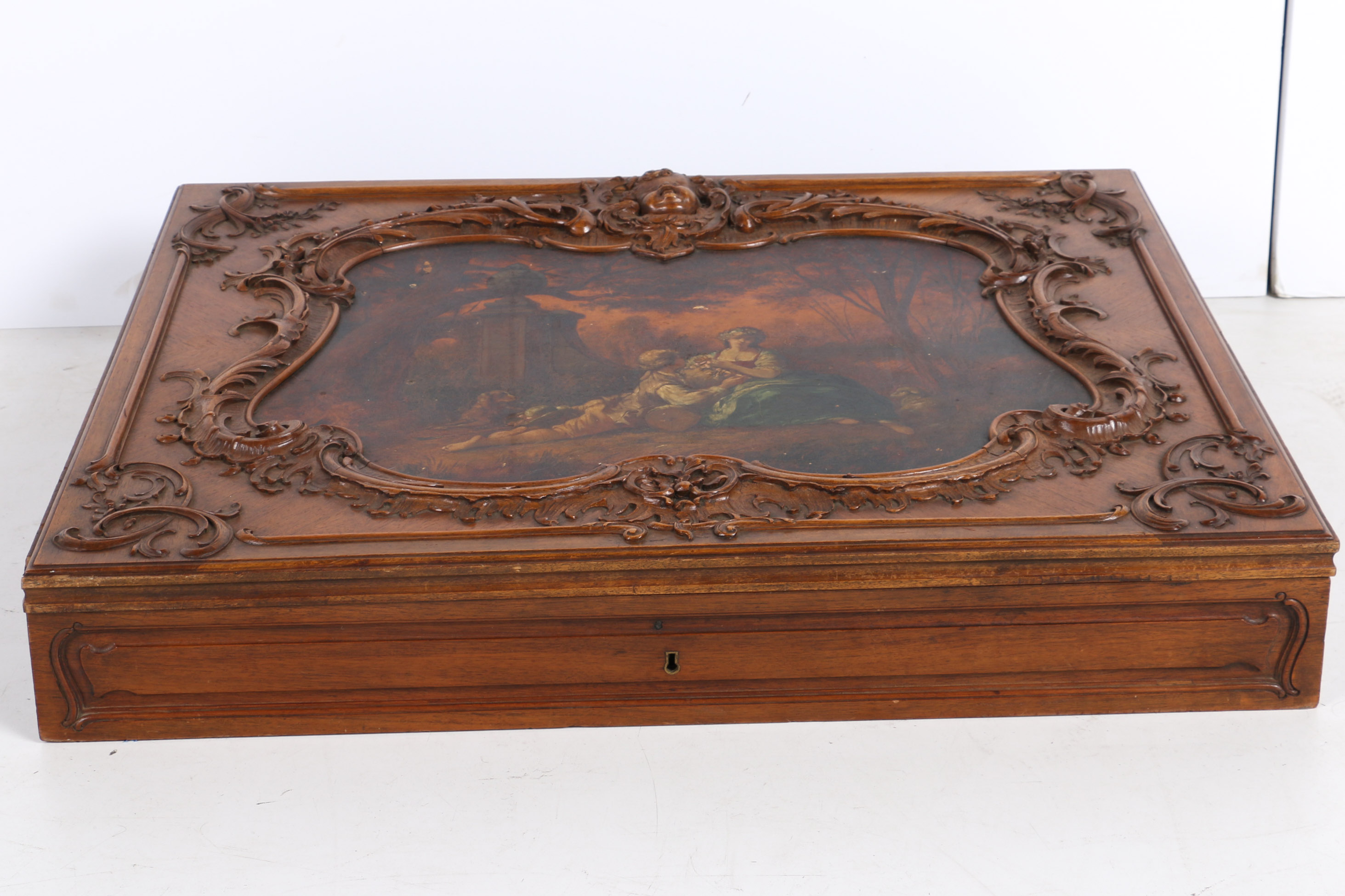 Rococo Style Hinged-Lid Box With Vernis Martin Decoration