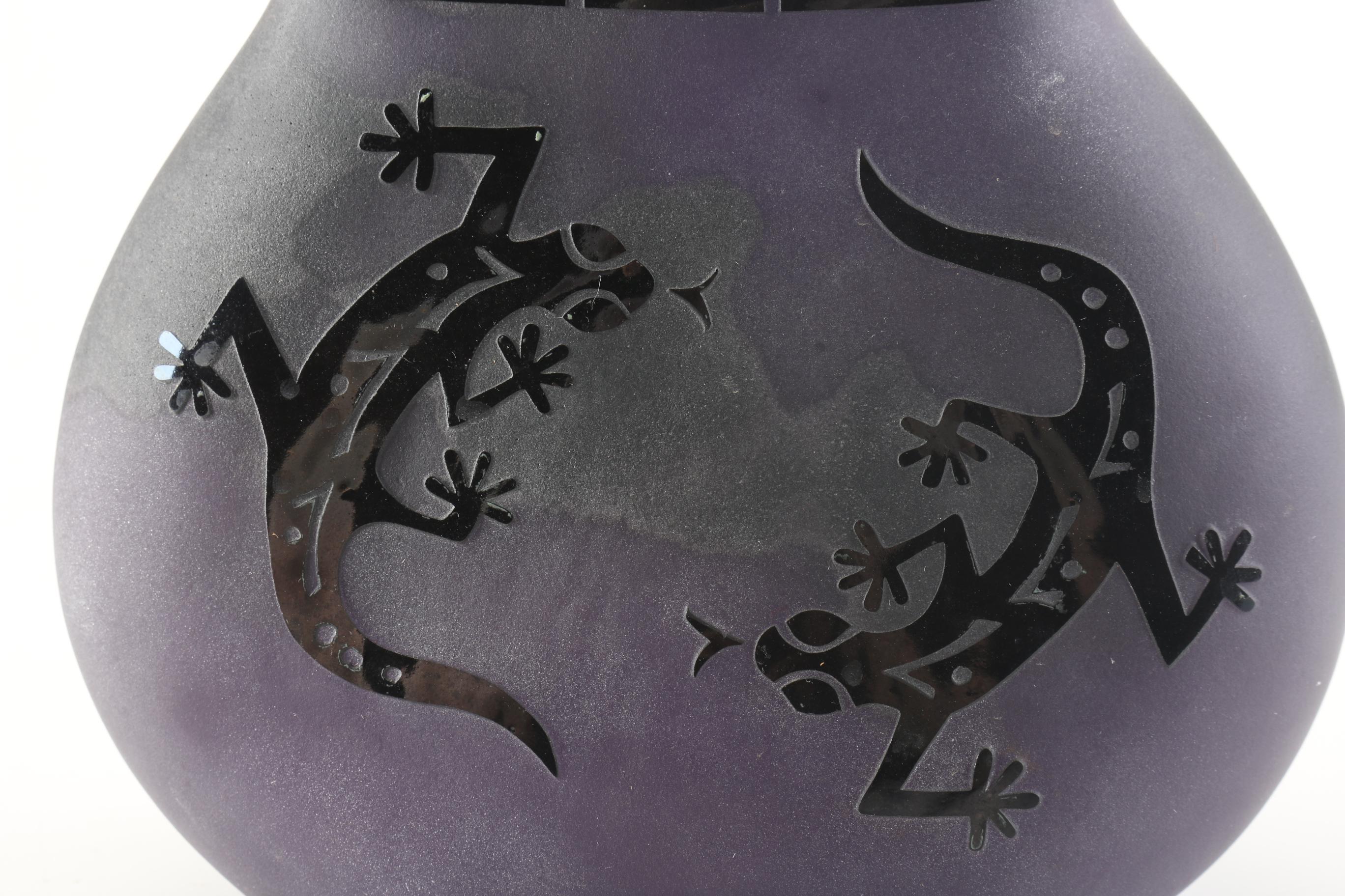 Lizard Art Glass Vase