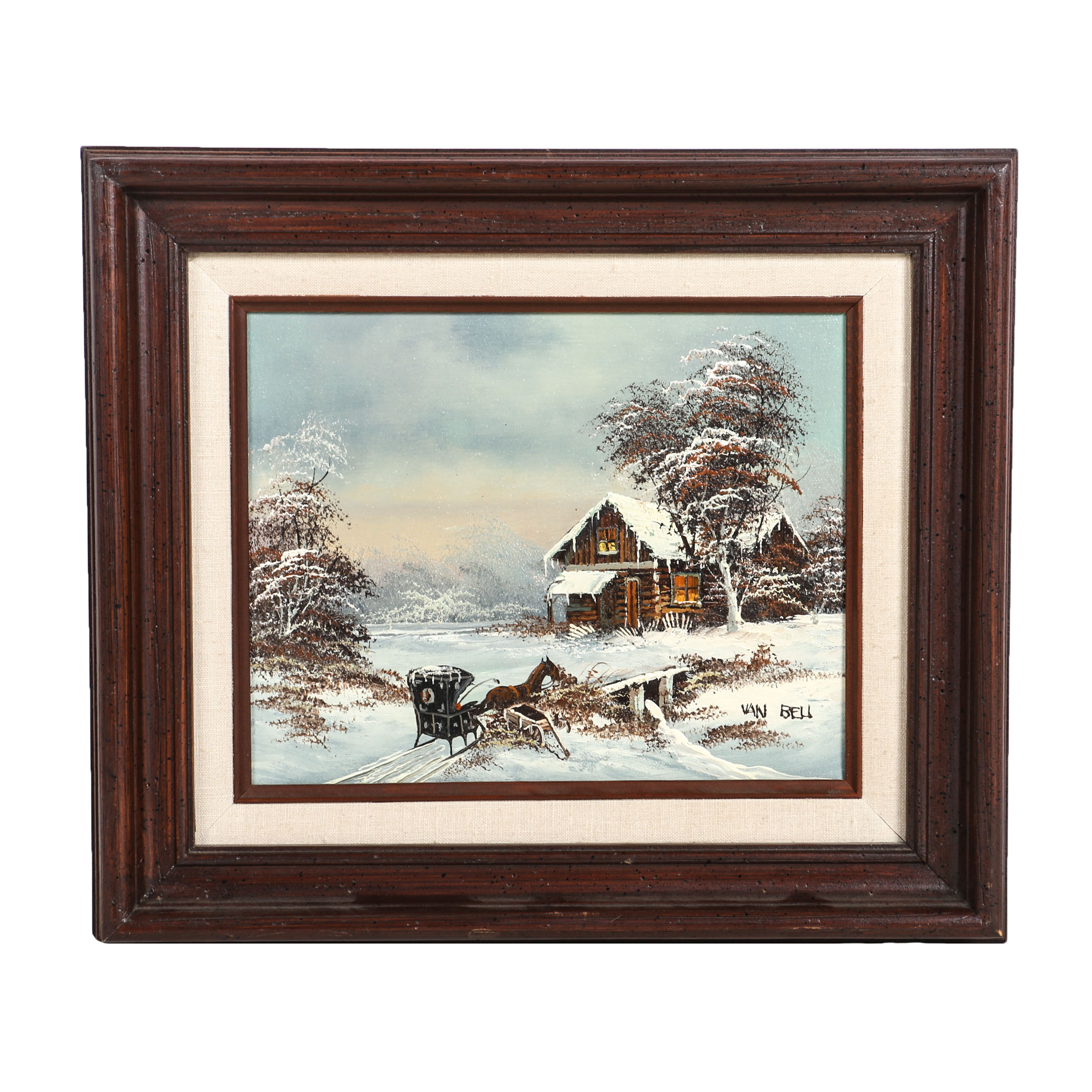 Van Bell Oil Painting on Canvas Wintry Scene