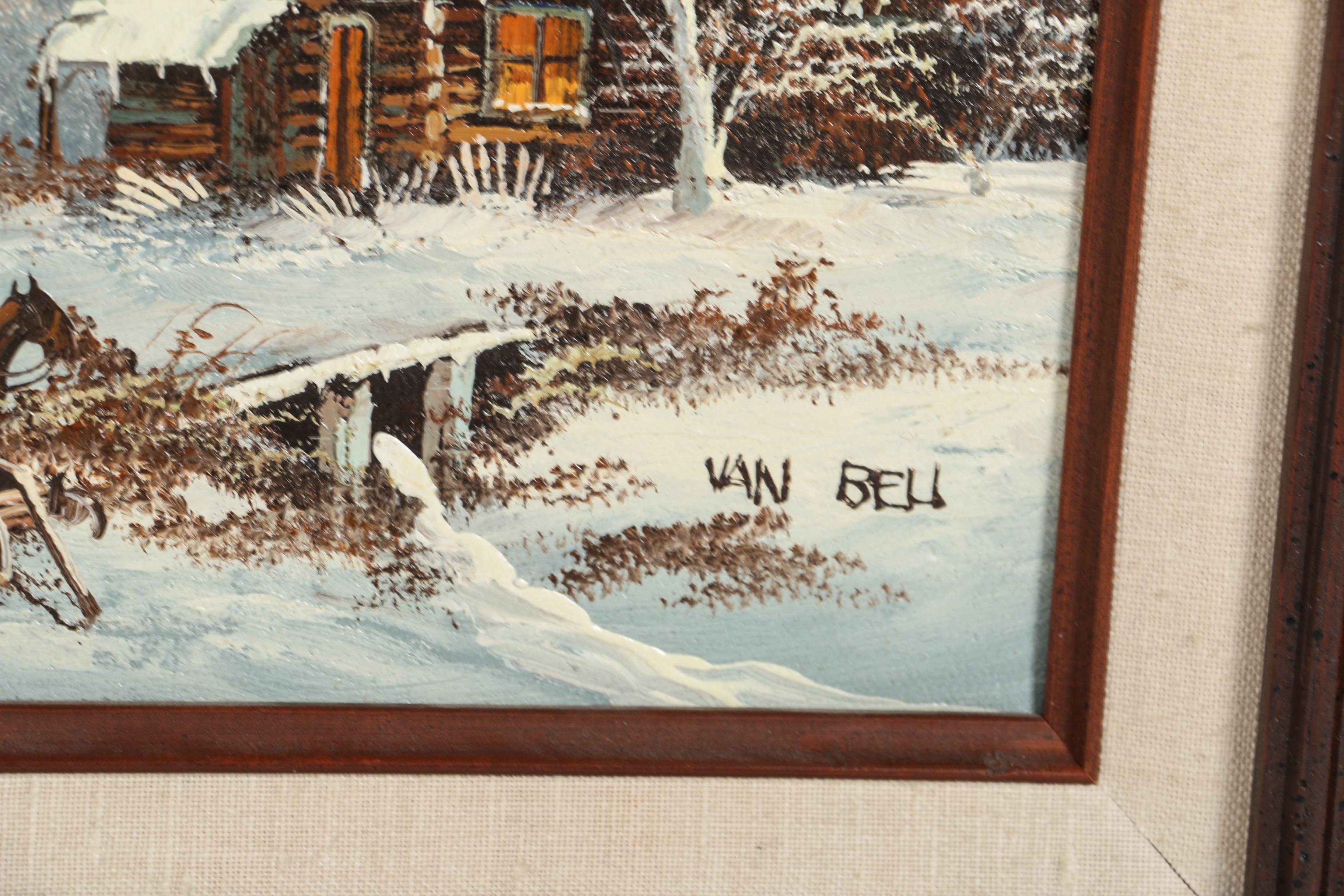 Van Bell Oil Painting on Canvas Wintry Scene