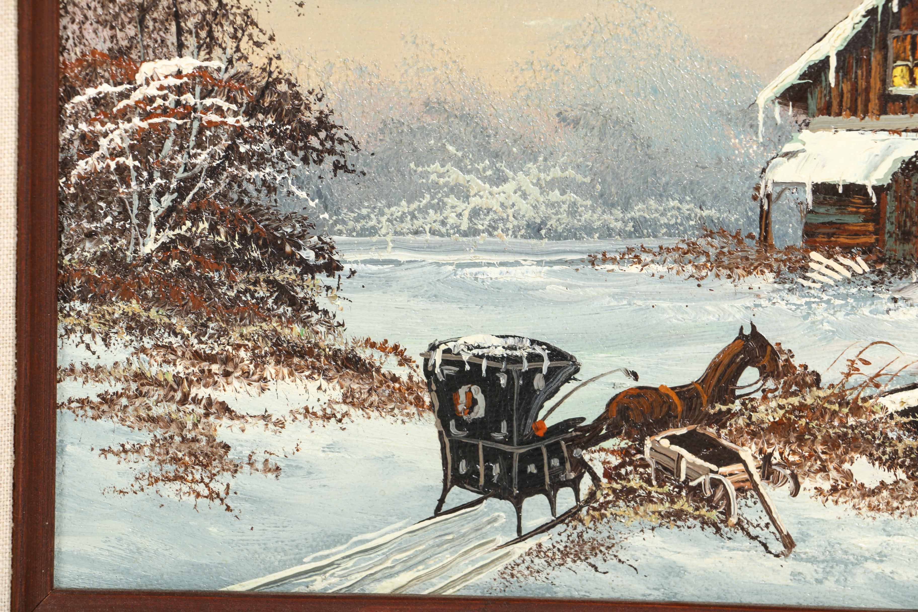 Van Bell Oil Painting on Canvas Wintry Scene