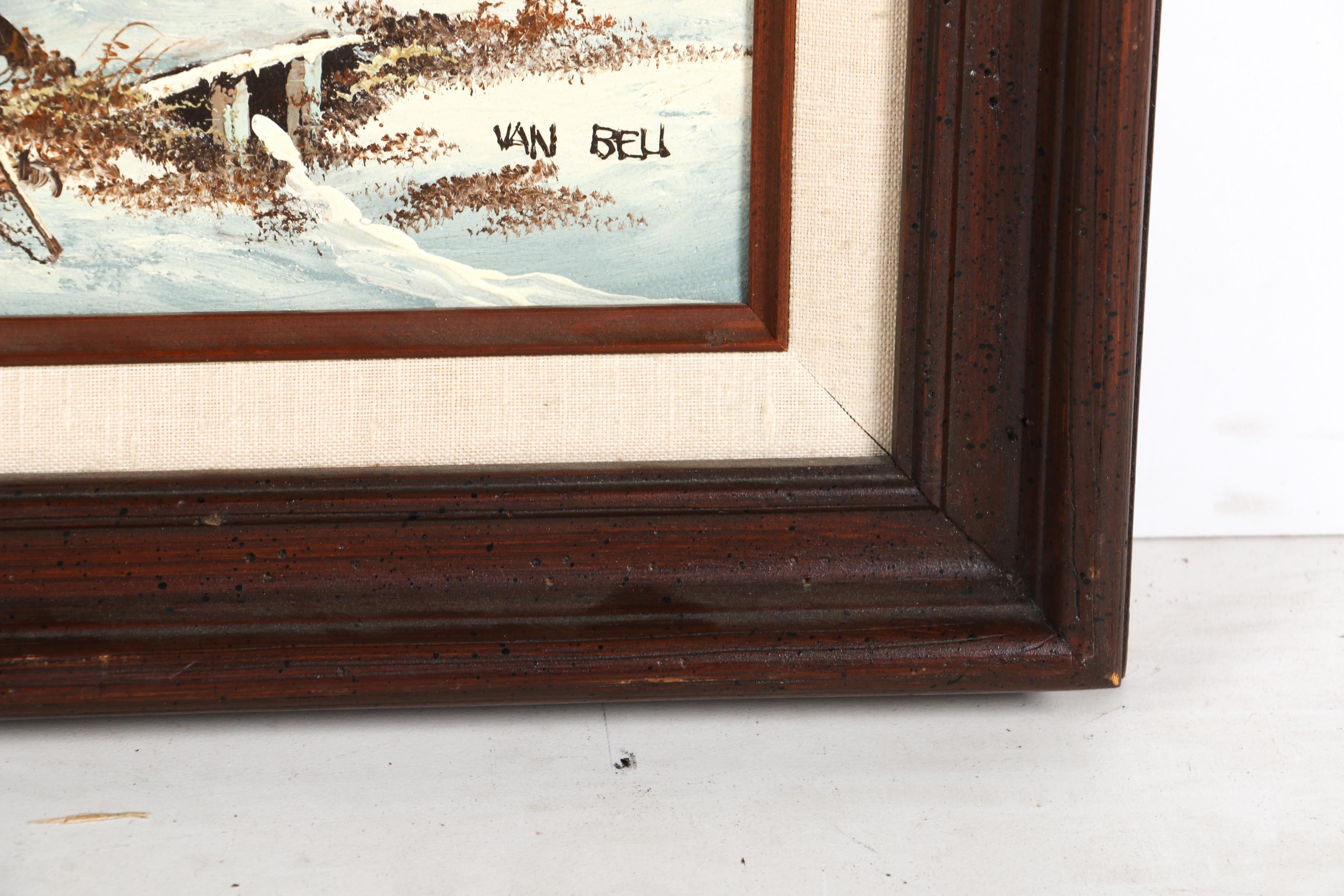 Van Bell Oil Painting on Canvas Wintry Scene