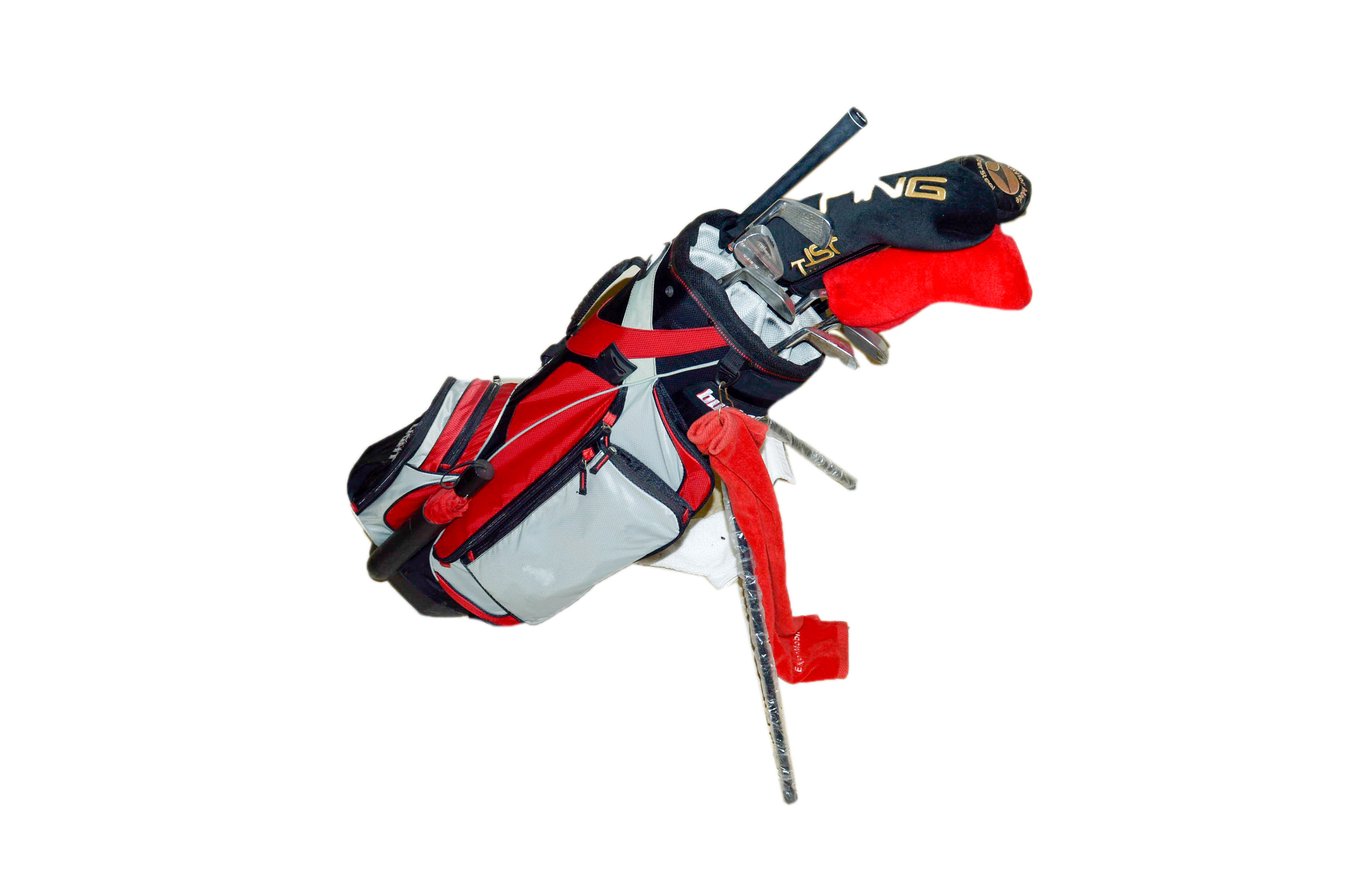 Assorted Golf Clubs with Coors Light Golf Bag