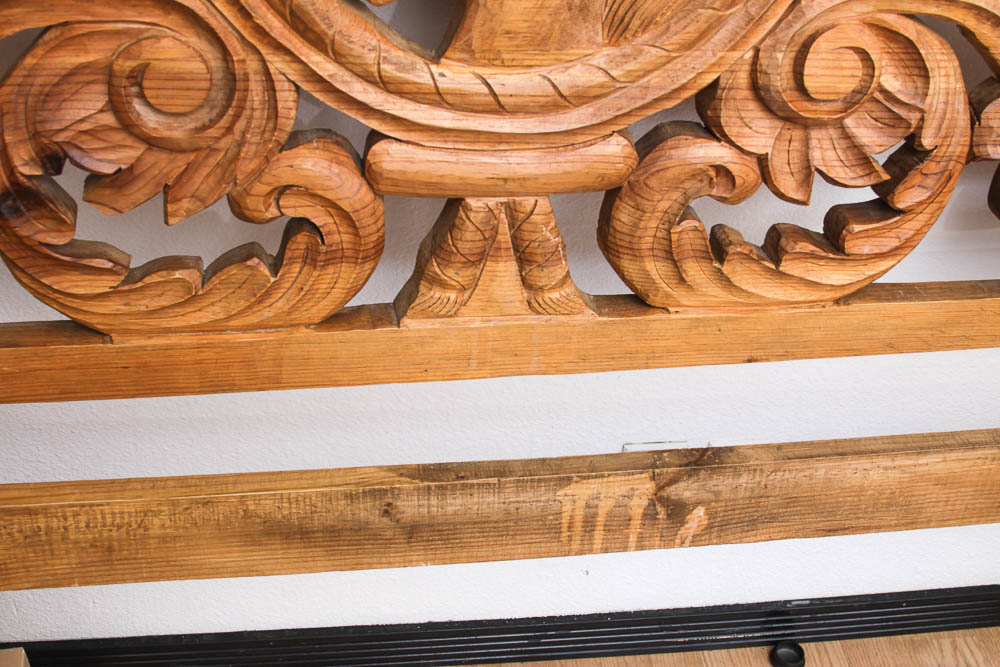 Horse Head Carved Oak Headboard