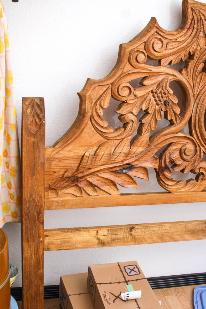 Horse Head Carved Oak Headboard