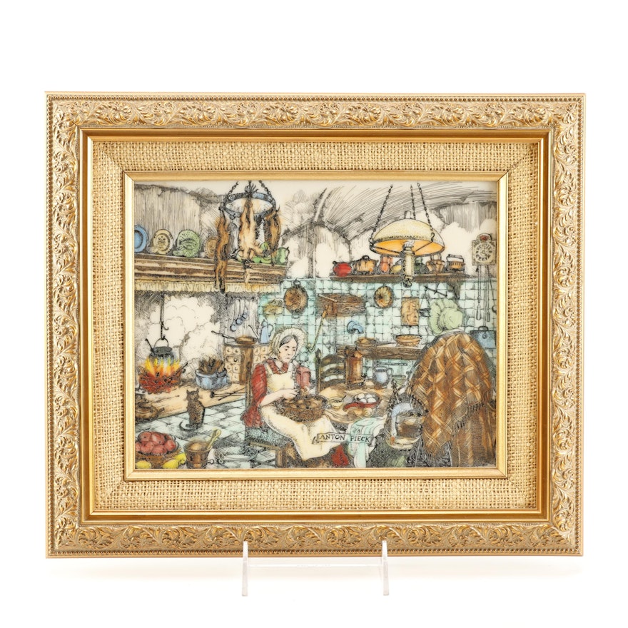 Hand-Colored Etching in Resin after Anton Pieck
