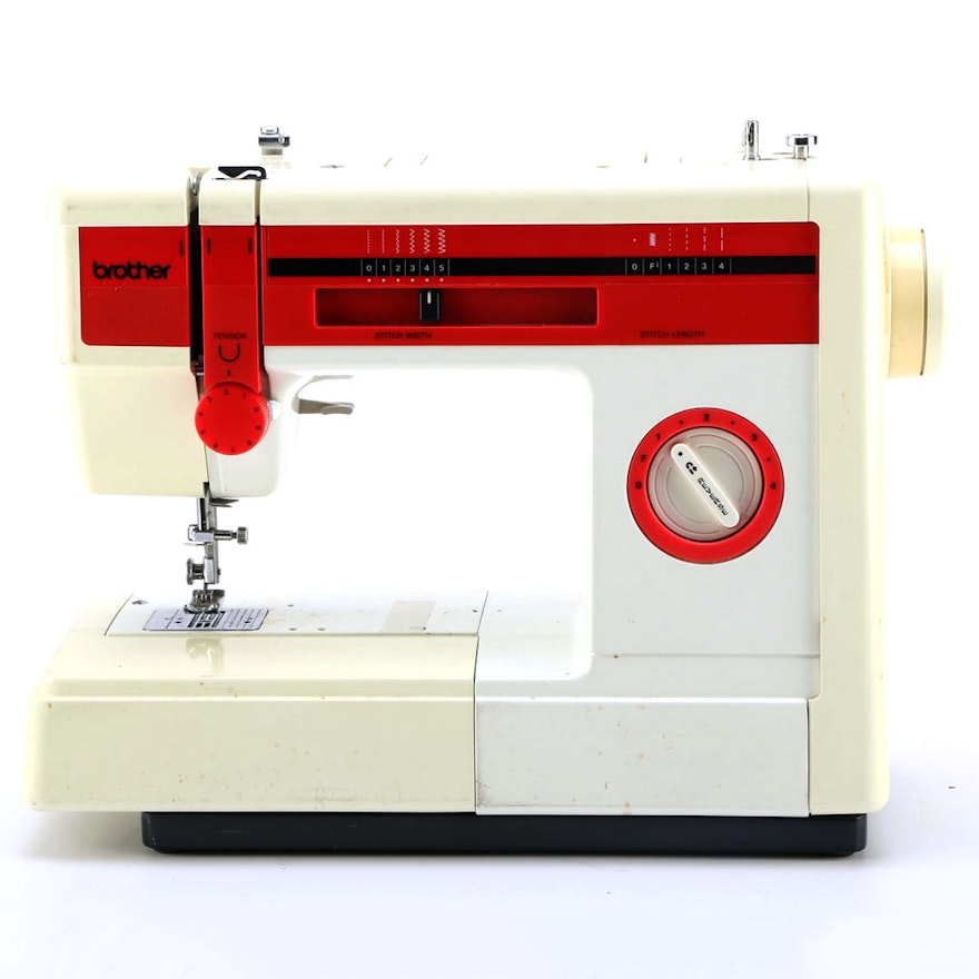 Brother White and Red Model 268 Sewing Machine With Foot Pedal