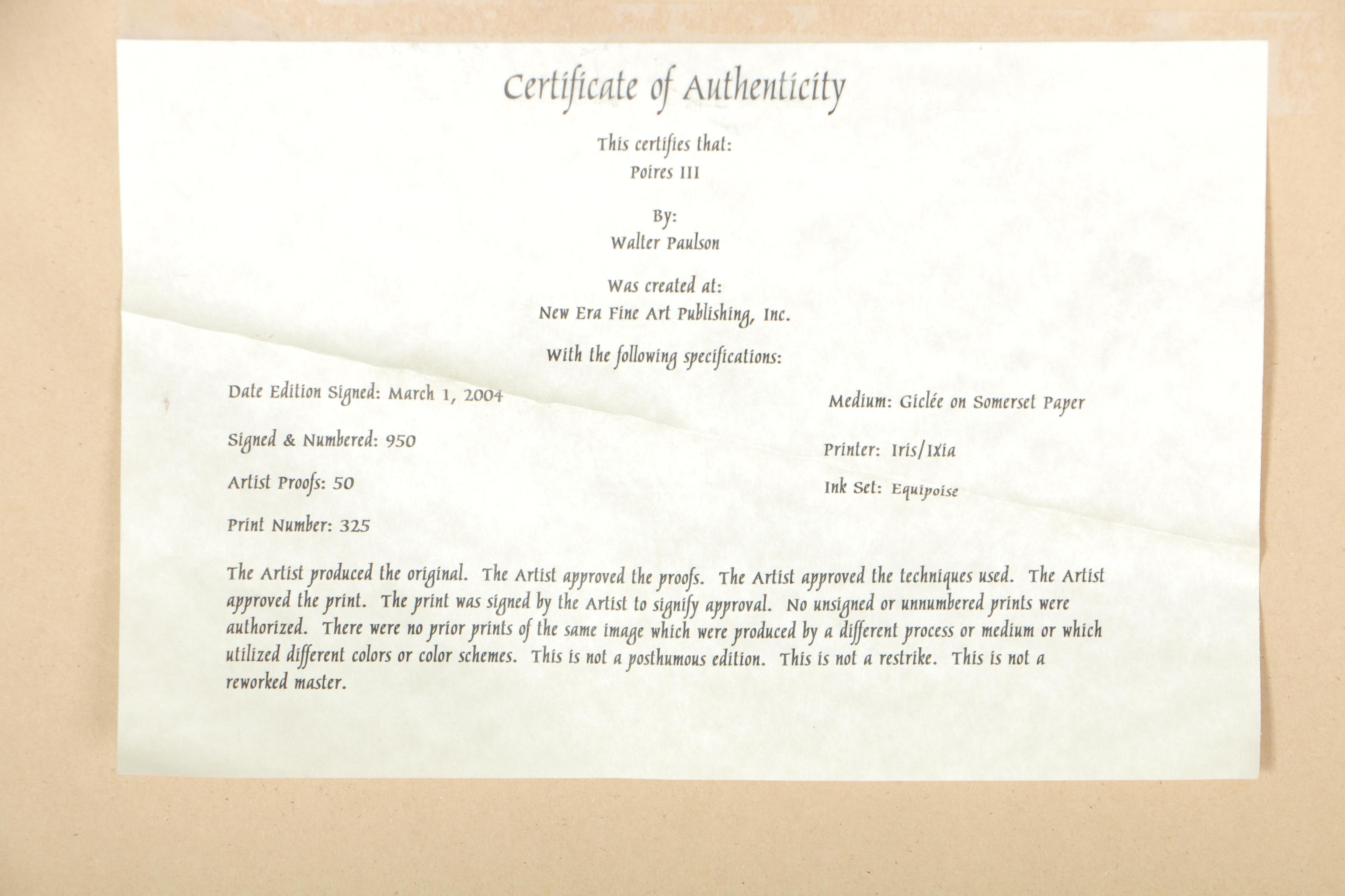 Walter Paulson Limited Edition Giclees of Pears