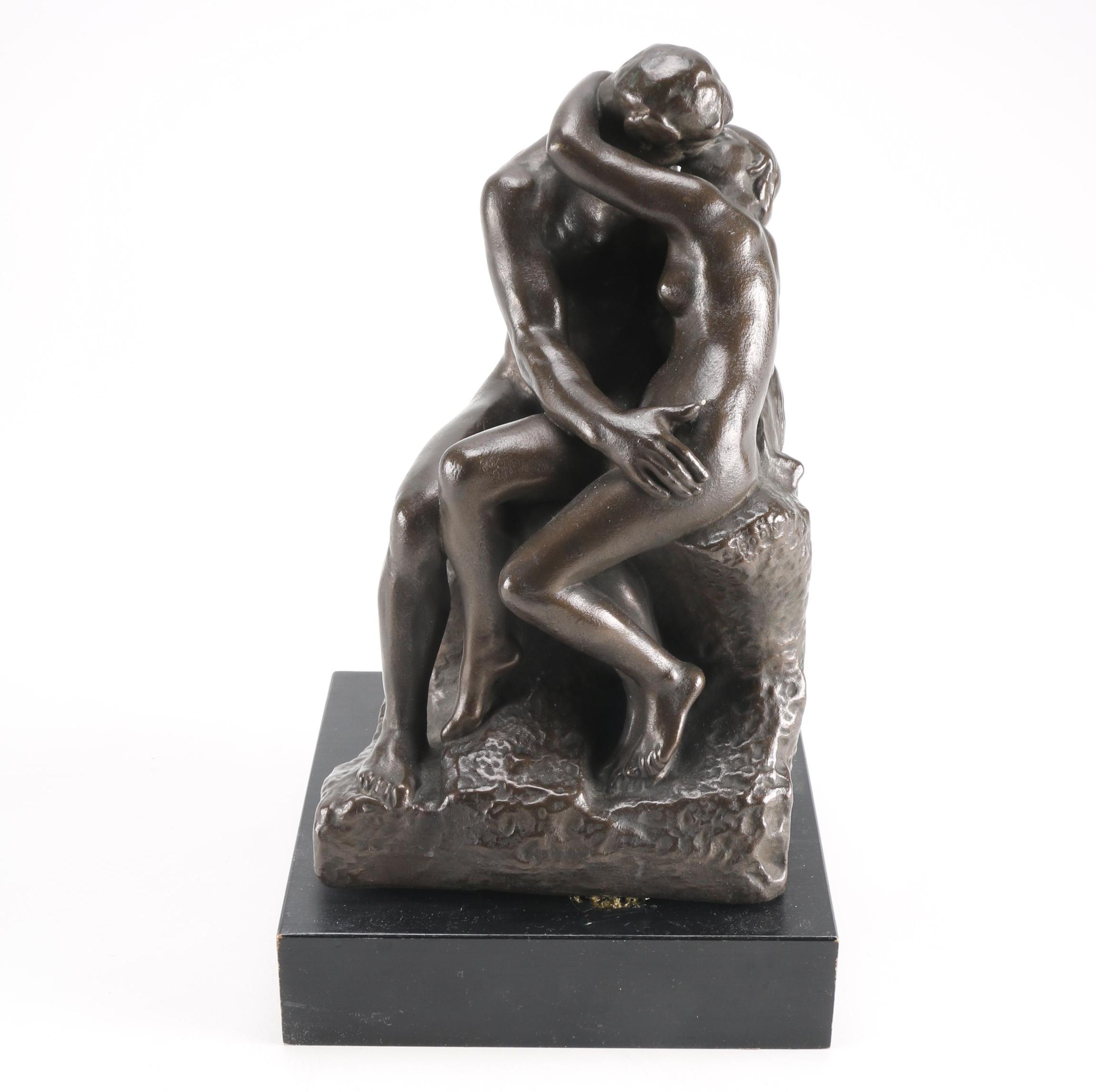 Alva Studios Bronze Tone Sculpture After Auguste Rodin's "The Kiss"