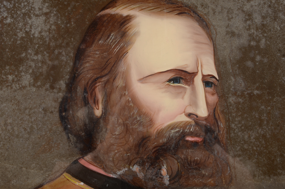 Reverse Portrait Painting on Glass of Giuseppe  Garibaldi