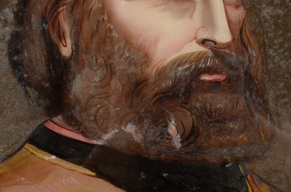 Reverse Portrait Painting on Glass of Giuseppe  Garibaldi