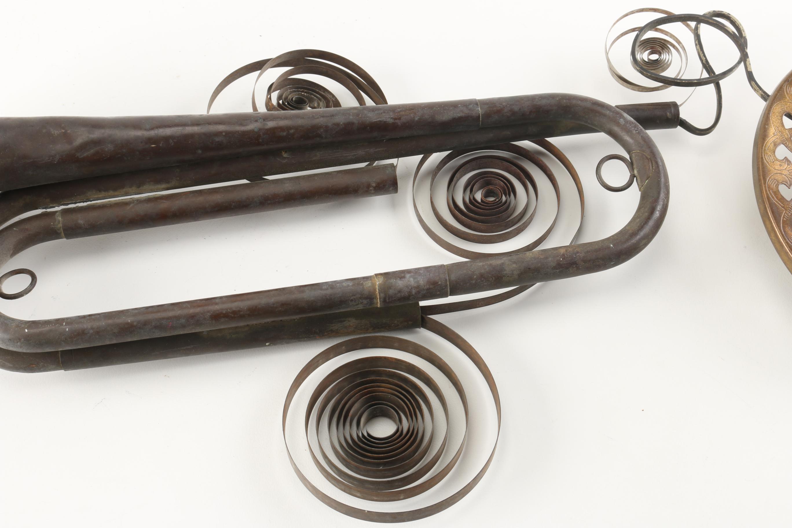 Roger Wood Hand Crafted Metal Trumpet Clock