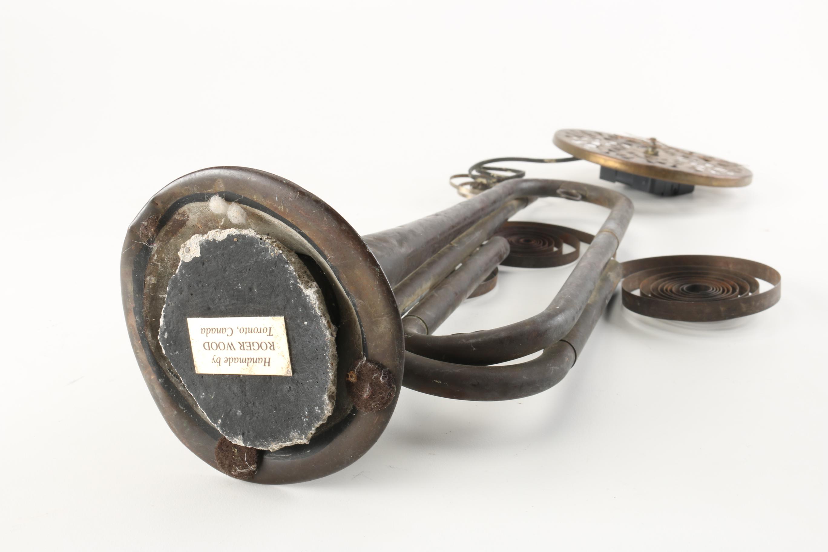 Roger Wood Hand Crafted Metal Trumpet Clock