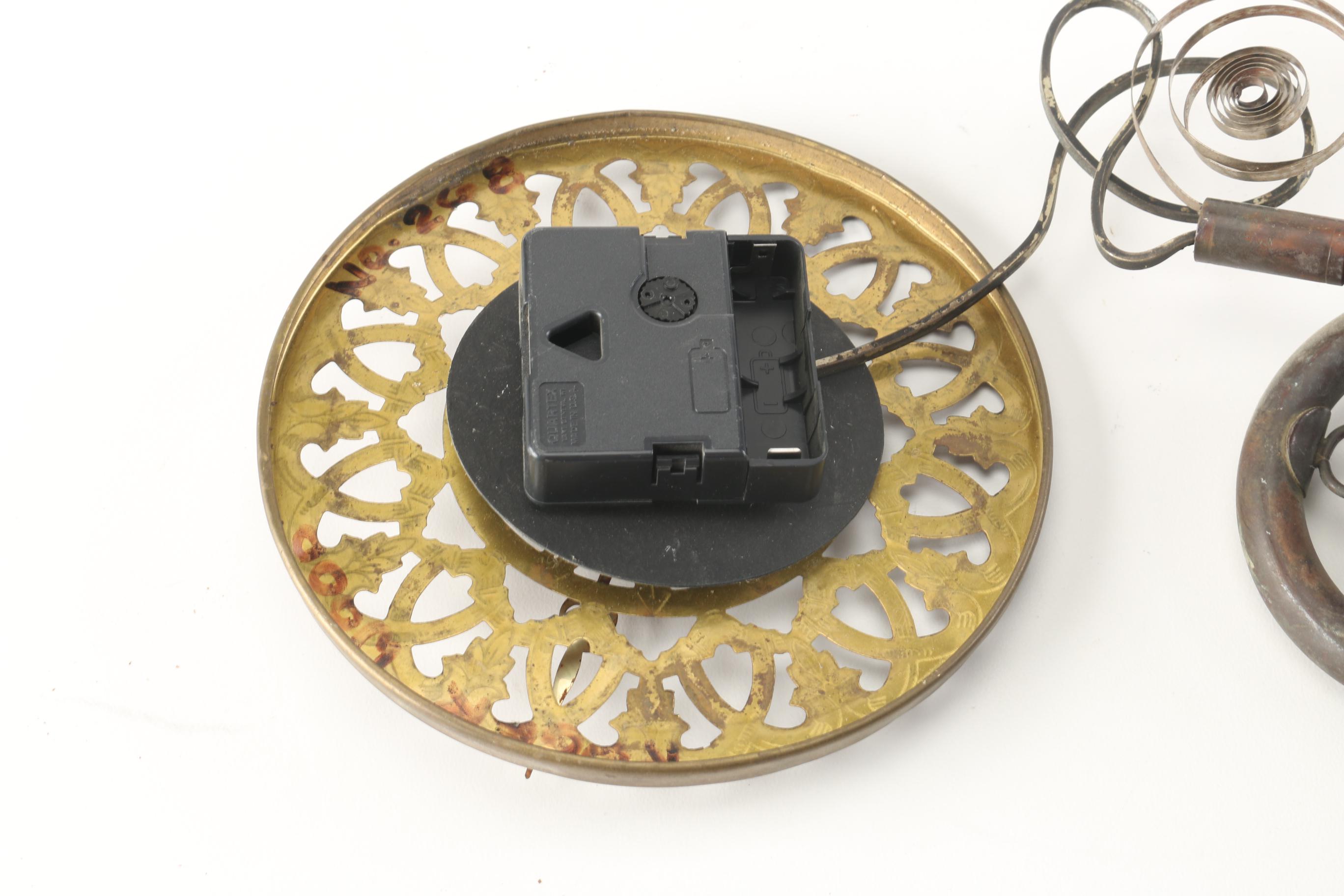 Roger Wood Hand Crafted Metal Trumpet Clock