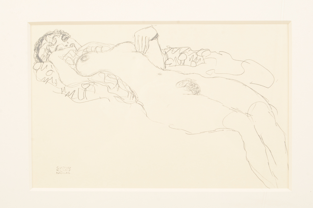 "Lying Female Nude" Offset Lithograph by Gustav Klimt