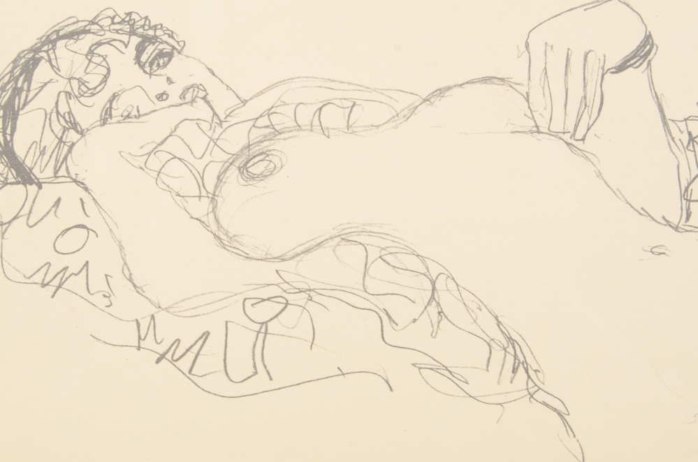 "Lying Female Nude" Offset Lithograph by Gustav Klimt