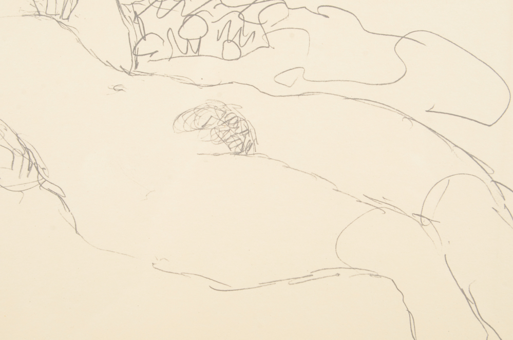 "Lying Female Nude" Offset Lithograph by Gustav Klimt