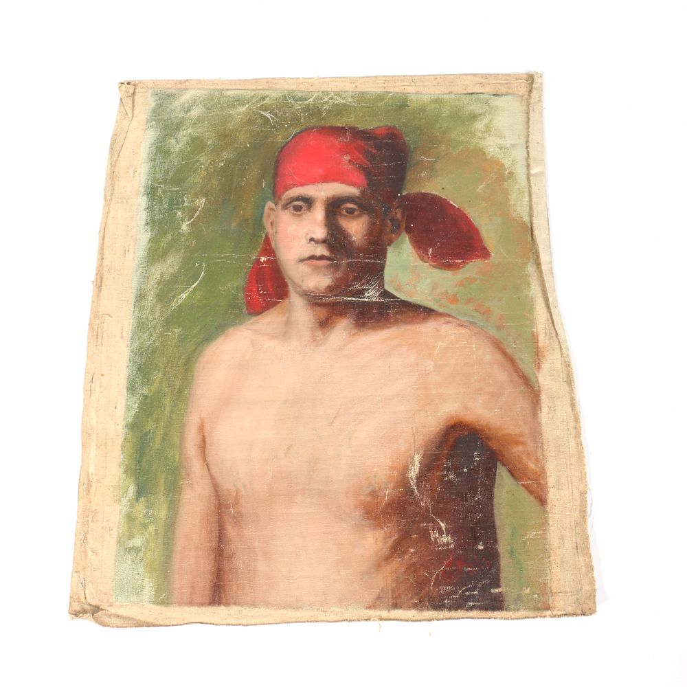 Albert Pels Original Oil Painting on Unstretched Canvas Self-portrait as a Pirate