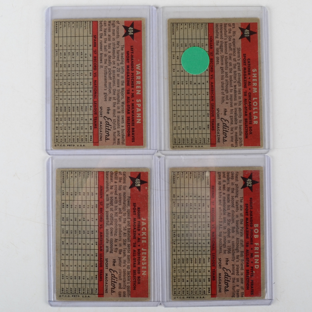 Fifteen 1958 Topps Baseball Cards HOF and Stars