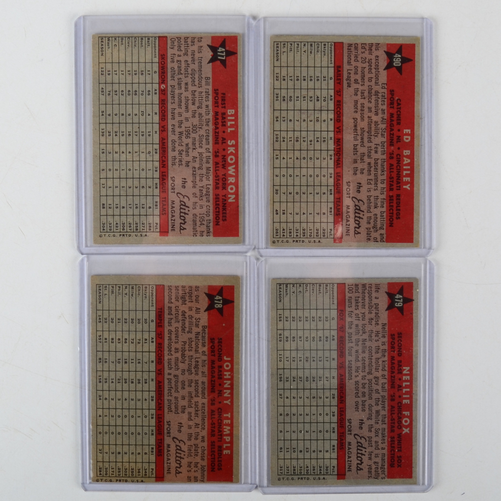 Fifteen 1958 Topps Baseball Cards HOF and Stars