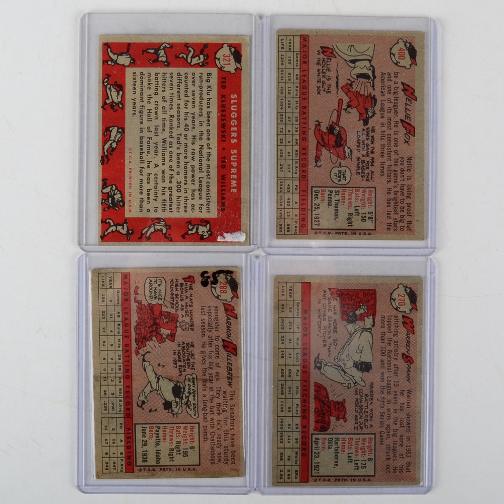 Fifteen 1958 Topps Baseball Cards HOF and Stars