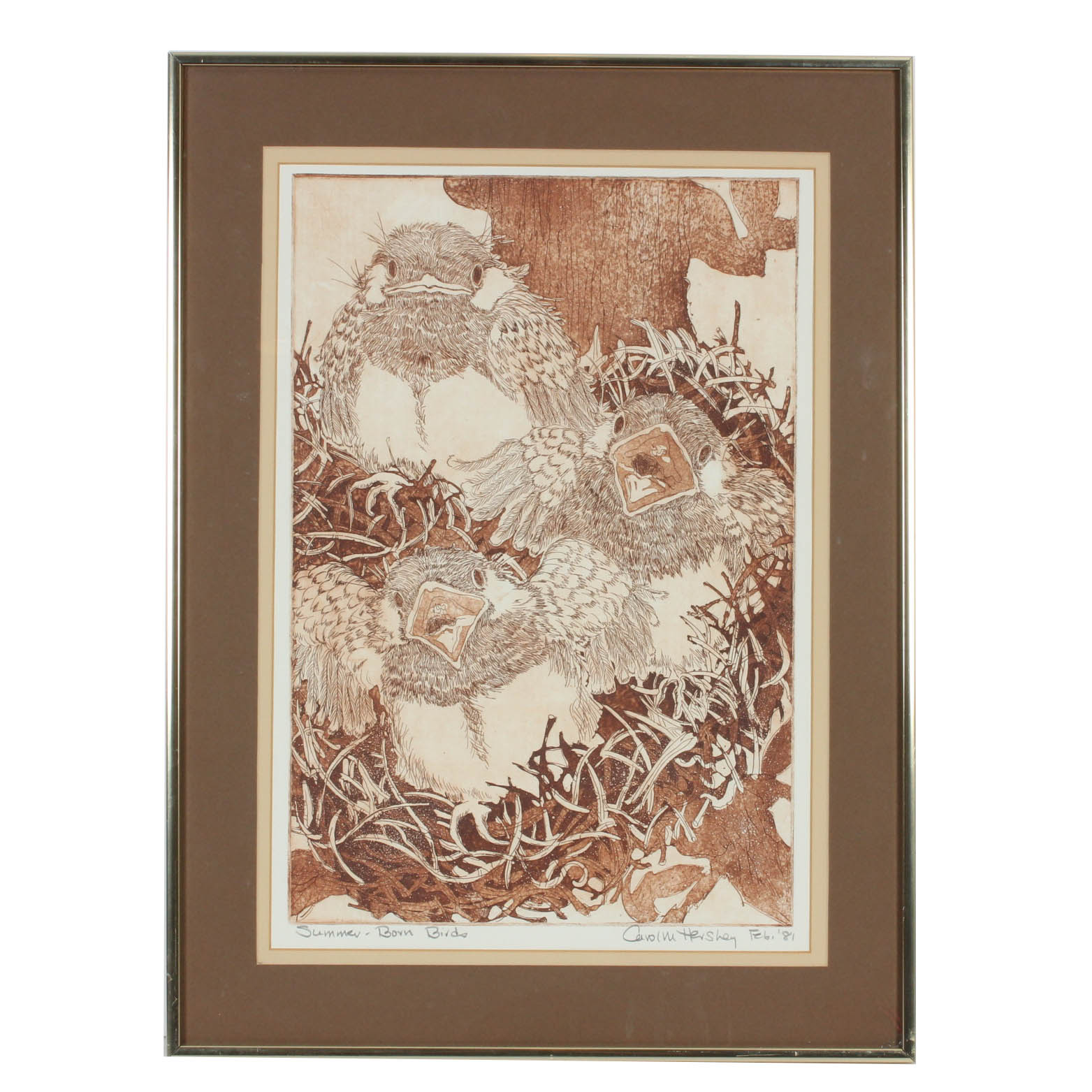 Carol M. Hershey Limited Edition Etching "Summer-Born Birds"