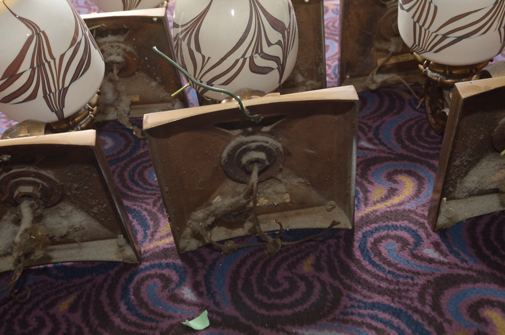 Six Neoclassical Sconces with Ceramic Shades