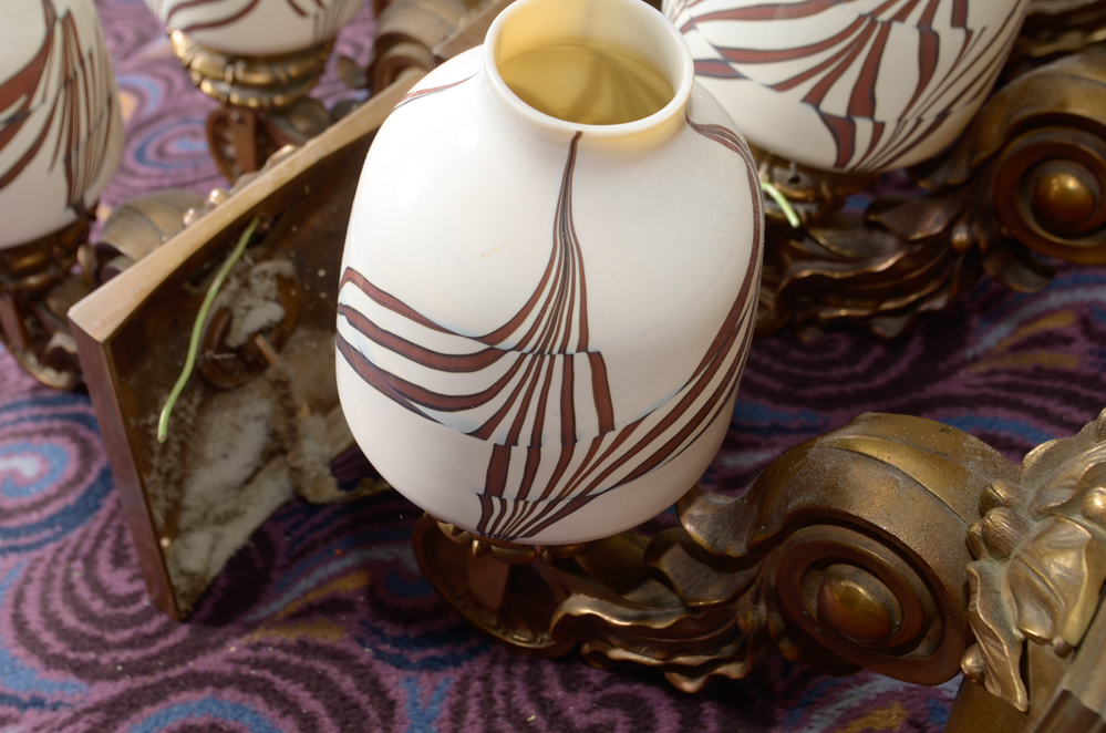 Six Neoclassical Sconces with Ceramic Shades