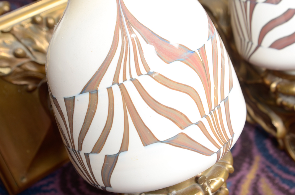 Six Neoclassical Sconces with Ceramic Shades