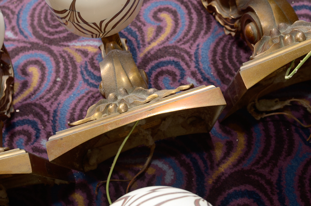 Six Neoclassical Sconces with Ceramic Shades