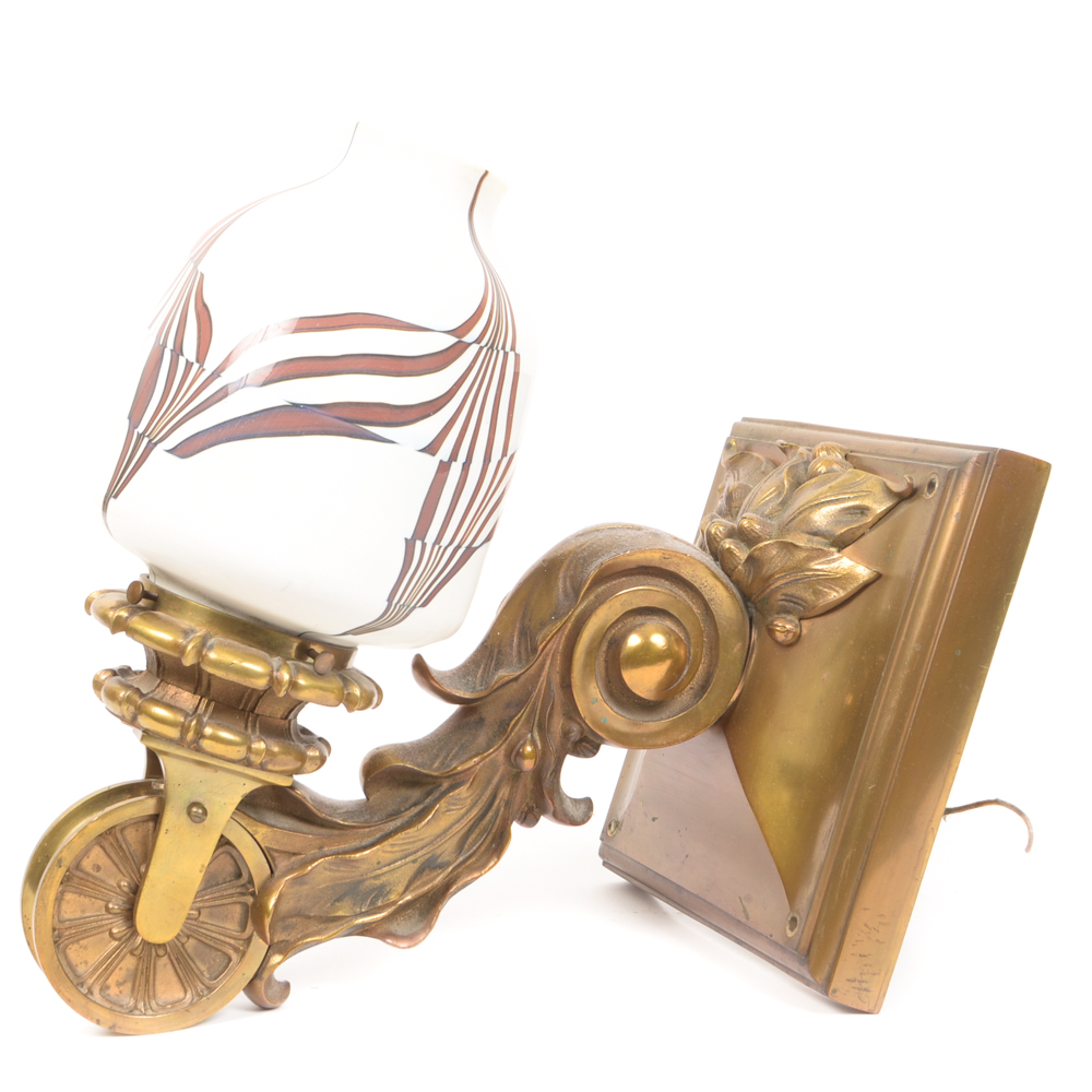 Six Neoclassical Sconces with Ceramic Shades