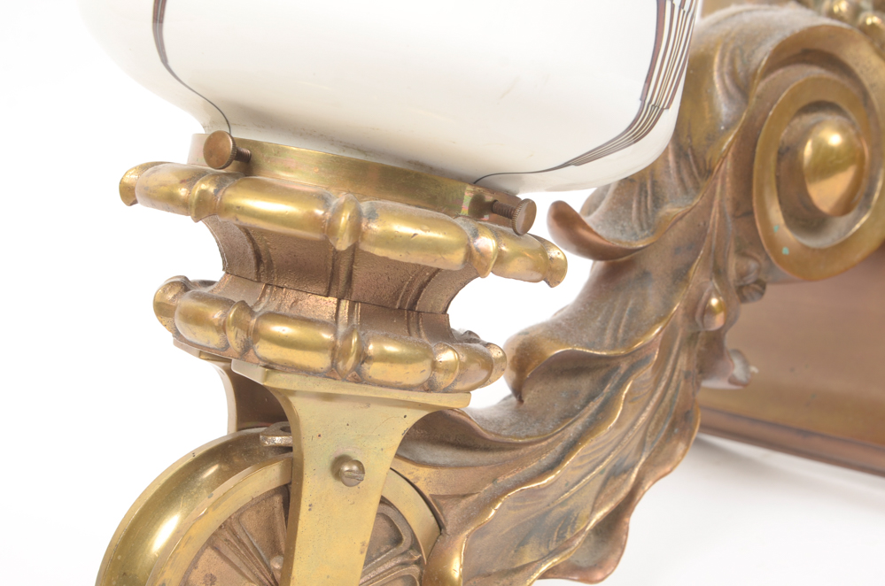 Six Neoclassical Sconces with Ceramic Shades