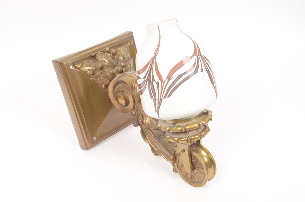 Six Neoclassical Sconces with Ceramic Shades