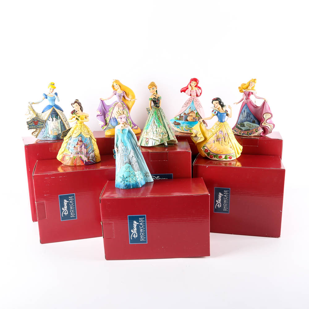 Disney Princess Figurines in Ball Gowns with Castles