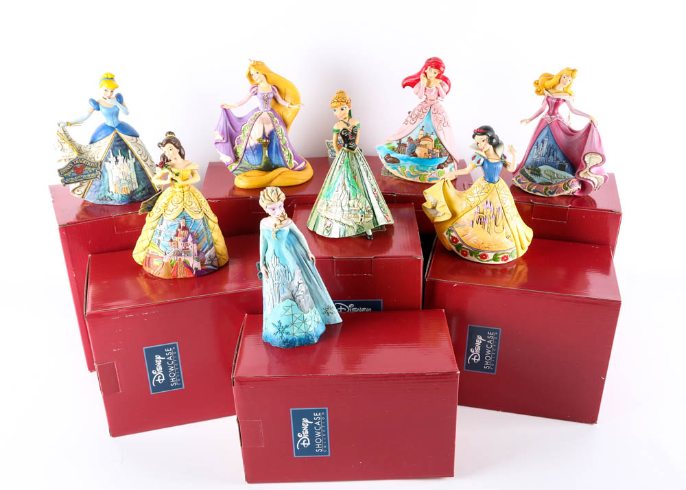 Disney Princess Figurines in Ball Gowns with Castles